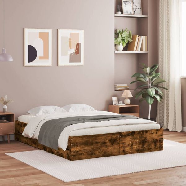 vidaXL Bettgestell mit Schubladen R&auml;uchereiche 150x200cm Holzwerkstoff