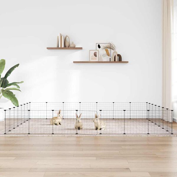 vidaXL 28-tlg. Haustierk&auml;fig mit T&uuml;r Schwarz 35x35 cm Stahl