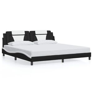 vidaXL Bettgestell "Viana" ohne Matratze Schwarz und Wei&szlig; 200x200 cm Kunstleder