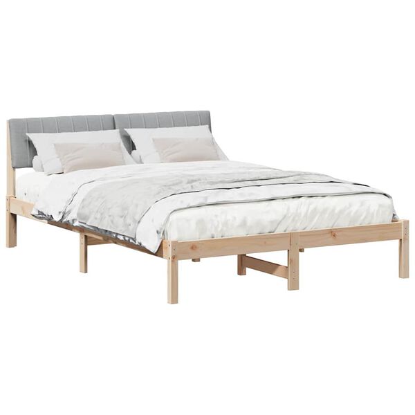 vidaXL Bettgestell Braun und hellgrau 135 x 190 cm Massivholz Kiefer