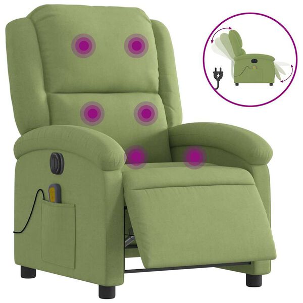 vidaXL Massagesessel Elektrisch Hellgr&uuml;n Samt