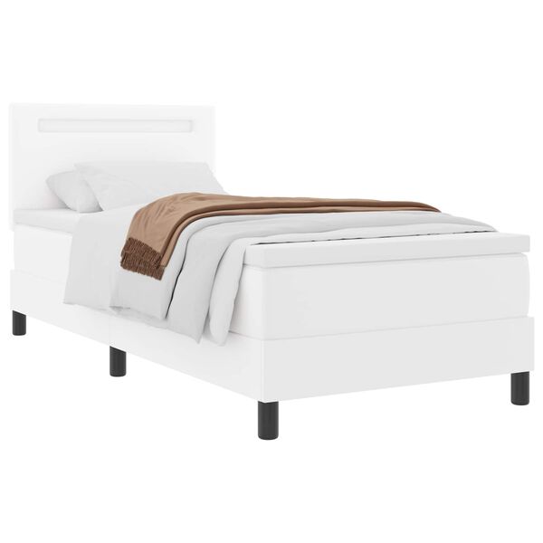 vidaXL Boxspringbett mit Matratze Wei&szlig; 90 x 200 cm Kunstleder