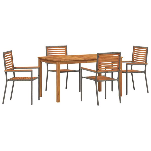 vidaXL Garten Essgruppe 5 pcs Grau Massivholz Akazie