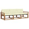 vidaXL Outdoor-Sofagarnitur 3 stk. Natur und Creme