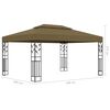 vidaXL Pavillon mit Doppeldach & LED-Lichterkette 3x4 m Taupe