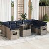 vidaXL 10-tlg. Garten-Sofagarnitur mit Kissen Grau Poly Rattan Akazie