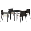 vidaXL Garten Essgruppe 5 pcs Schwarz Pulverbeschichteter Stahl