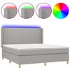 vidaXL Boxspringbett mit Matratze & LED Hellgrau 180x200 cm Stoff