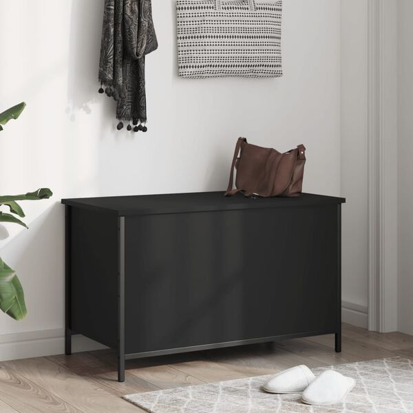 vidaXL Sitzbank mit Stauraum Schwarz 80x42,5x50 cm Holzwerkstoff