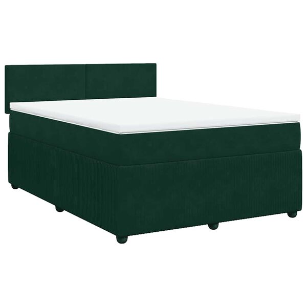 vidaXL Boxspringbett mit Matratze Dunkelgr&uuml;n 160x200 cm Samt
