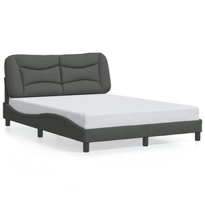 vidaXL Bettgestell ohne Matratze "Hvar" Dunkelgrau 120x200 cm Stoff