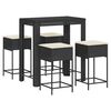 vidaXL 5-tlg. Gartenbar-Set mit Kissen Schwarz Poly Rattan