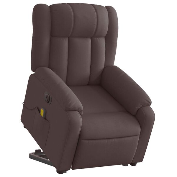 vidaXL Elektrischer Massagesessel mit Aufstehhilfe Dunkelbraun Stoff