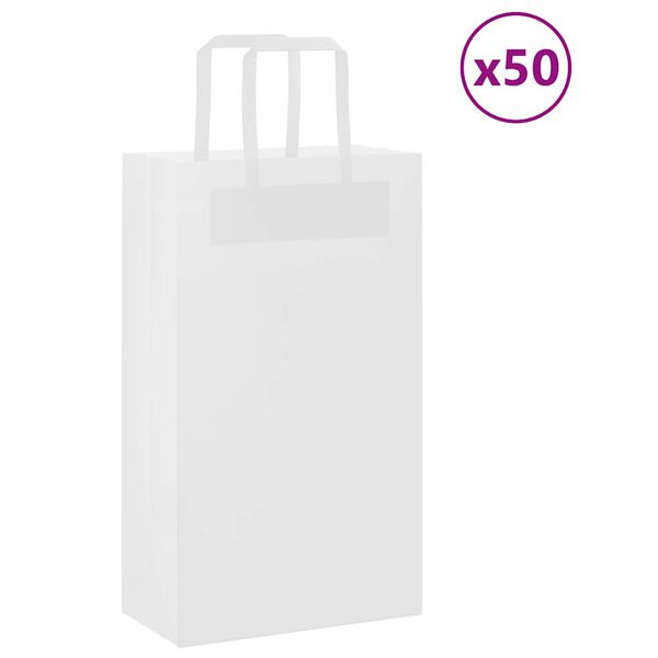 vidaXL Papiertragetaschen 50 Stk. mit Henkeln Wei&szlig; 21x11x36 cm
