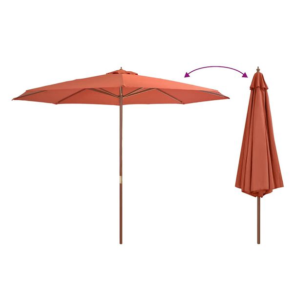 vidaXL Sonnenschirm mit Holzmast 350 cm Terrakotta