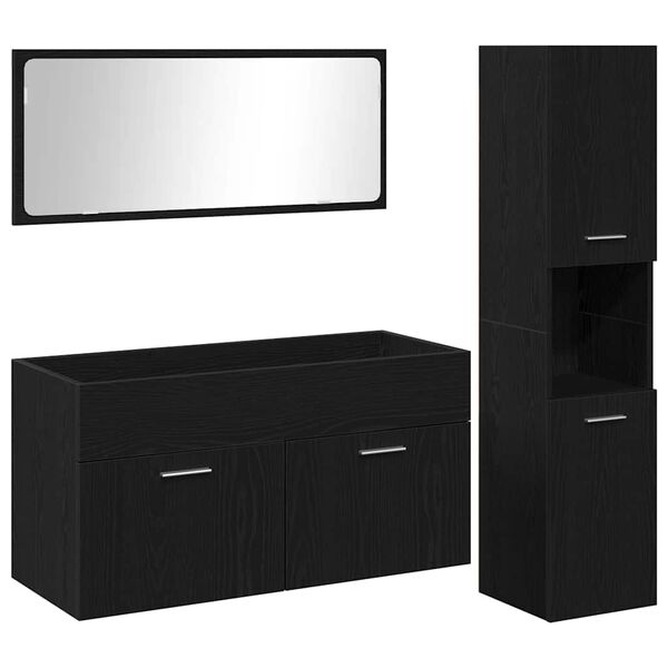vidaXL Badezimmerm&ouml;bel-Set 3 pcs Schwarz Eichen-Optik Holzwerkstoff