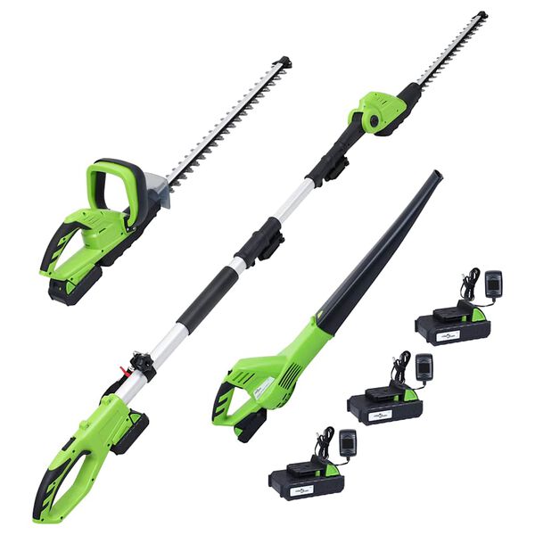 vidaXL 3-tlg. Akku-Gartenger&auml;t-Set mit Ladeger&auml;ten & Akkus