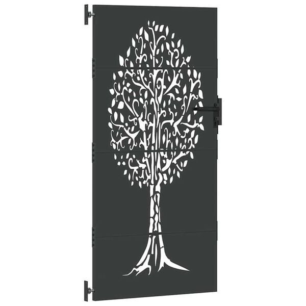 vidaXL Gartentor 85x200 cm Cortenstahl Baum-Design