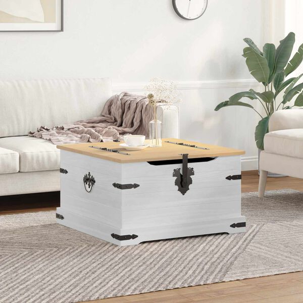 vidaXL Aufbewahrungsbox Wei&szlig; 78 x 78 x 45 cm Massives Kiefernholz