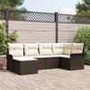 vidaXL Gartensofa-set mit Kissen 6 pcs Braun Poly-Rattan
