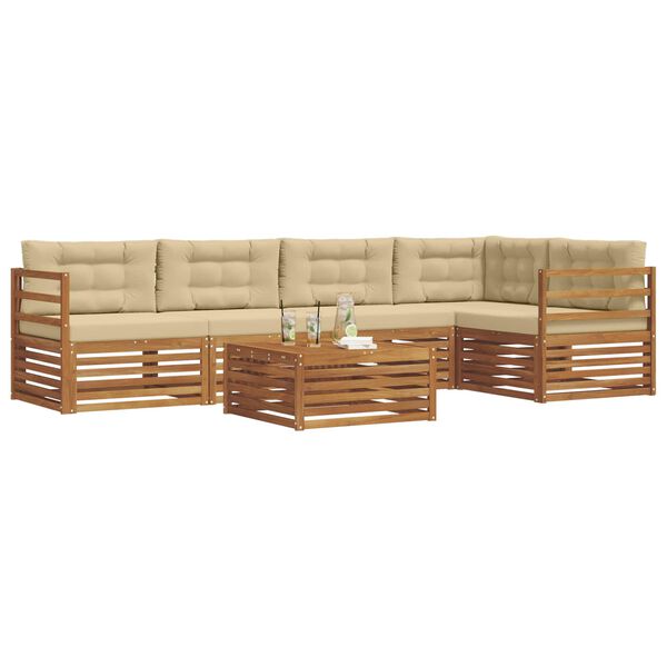 vidaXL Outdoor-Sofagarnitur mit Kissen 6 pcs Natur und Beige