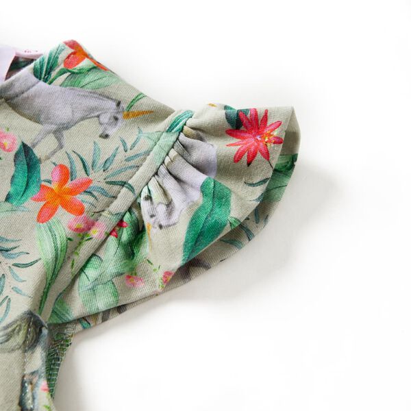 Kinderkleid mit Flügelärmeln Hellkhaki 128