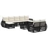 vidaXL Gartensofa-set 10 pcs Schwarz und Cremewei&szlig; Poly-Rattan