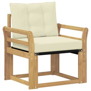 vidaXL Outdoor-Sofa Massives Akazienholz und Textilene Wei&szlig;