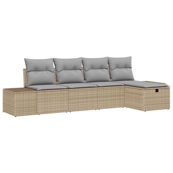 vidaXL Sofa Set mit Kissen 5 pcs Poly-Rattan