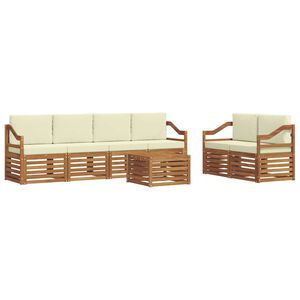 vidaXL Outdoor-Sofagarnitur 7 stk. Natur und Creme Massivholz Akazie