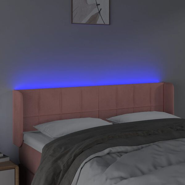 vidaXL LED Kopfteil Rosa 147x16x78/88 cm Samt