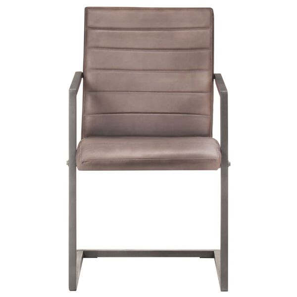 vidaXL Freischwinger 2 Stk. Braun Echtleder