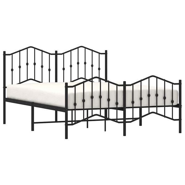 vidaXL Bettgestell mit Kopf- und Fu&szlig;teil Metall Schwarz 140x200 cm
