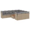 vidaXL 11-tlg. Garten-Sofagarnitur mit Kissen Beige Poly Rattan