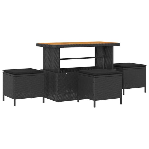 vidaXL Garten-Sofa-Set mit Kissen mit Speicher 9 pcs Schwarz