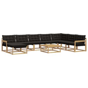 vidaXL Outdoor-Sofagarnitur 9 stk. Wei&szlig; und Schwarz Massivholz Akazie