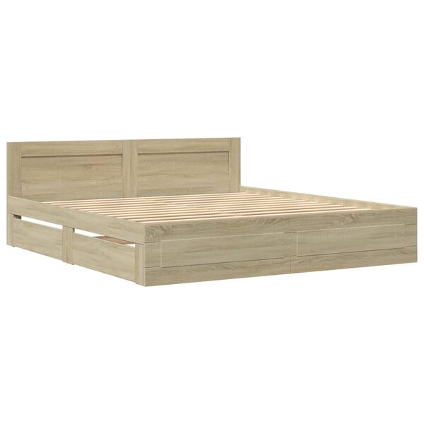 vidaXL Bettgestell mit Kopfteil Sonoma-Eiche 180x200 cm Holzwerkstoff