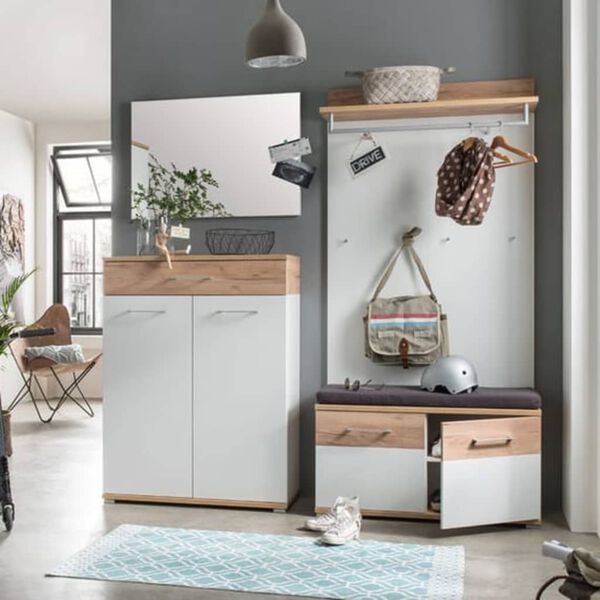 Germania Garderobe Topix 96 x 29 x 147 cm Wei&szlig; und Eiche
