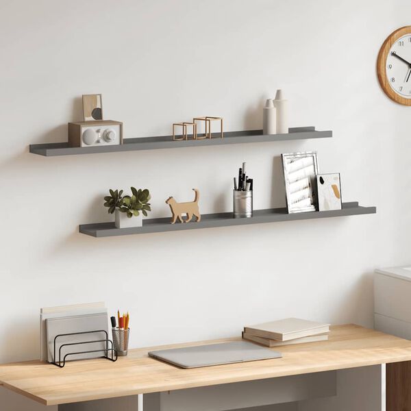 vidaXL Wandregale 2 Stk. Grau 100x9x3 cm