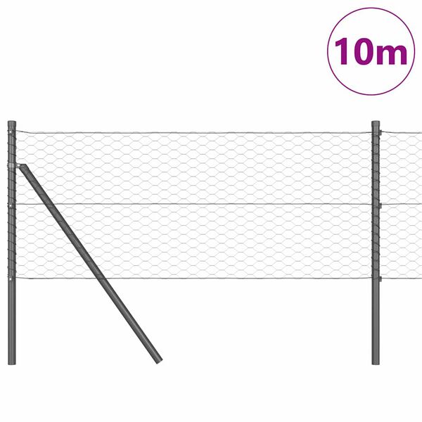 vidaXL Zaunpfosten Grau 10 x 0,6 m (36 mm Netz) Stahl und PVC