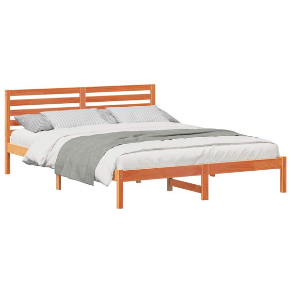 vidaXL Bettrahmen Wachsbraun 160 x 210 cm Massives Kiefernholz