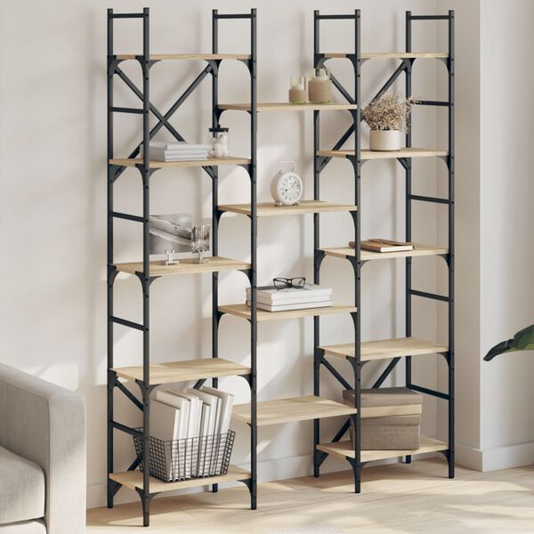 vidaXL B&uuml;cherregal Sonoma-Eiche 127,5x28,5x172,5 cm Holzwerkstoff