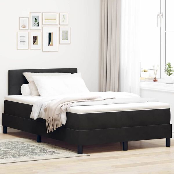 vidaXL LED Boxspringbett mit Matratze Schwarz 120 x 190 cm Samt