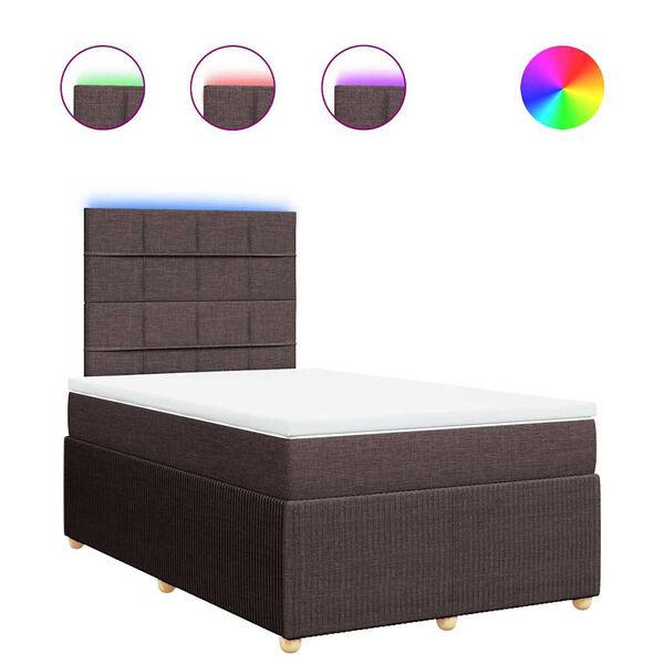 vidaXL Boxspringbett mit Matratze Dunkelbraun 120x200 cm Stoff