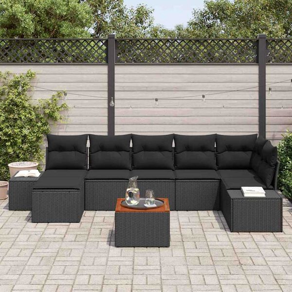 vidaXL Garten-Sofa-Set 8 pcs Schwarz