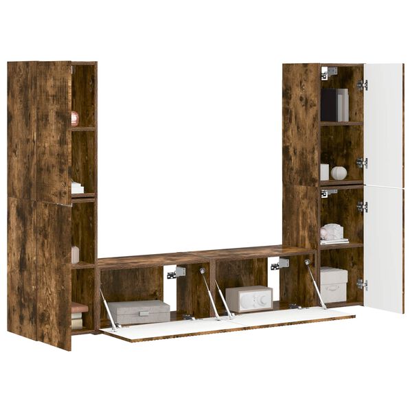 vidaXL TV-Schrankset 6 pcs Ger&auml;ucherte Eiche Holzwerkstoff