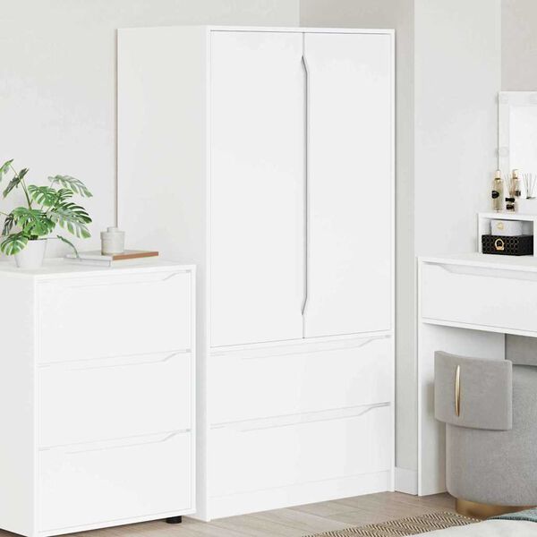 vidaXL Badezimmerschrank mit T&uuml;r Wei&szlig; 79,5 x 49 x 156 cm Holzwerkstoff