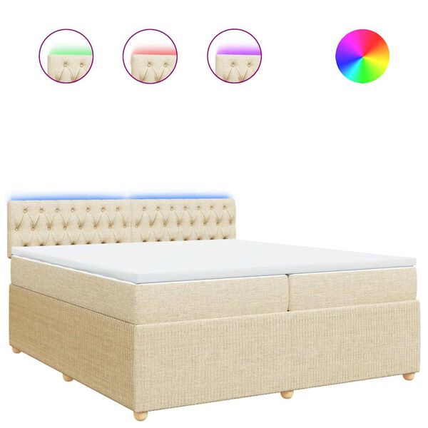 vidaXL Boxspringbett mit Matratze Creme 200x200 cm Stoff