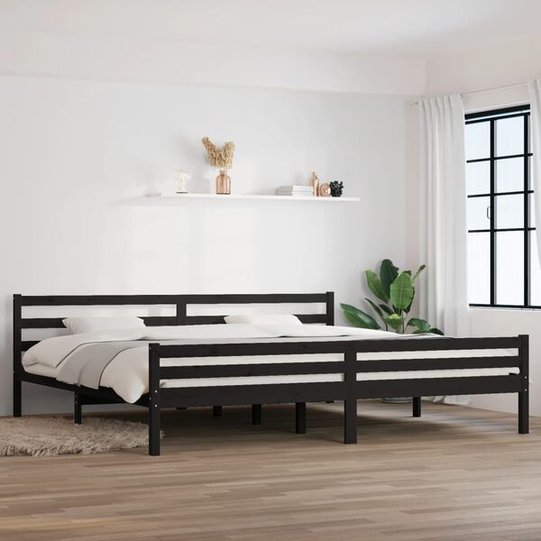 vidaXL Massivholzbett Schwarz 200x200 cm