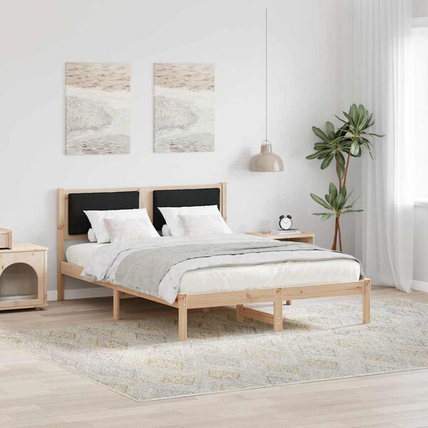 vidaXL Bettrahmen Schwarz 150 x 200 cm Massives Kiefernholz